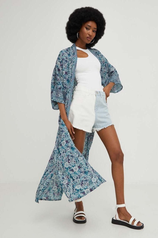 Hodvábne kimono Answear.LAB D8.WK modrá WS23