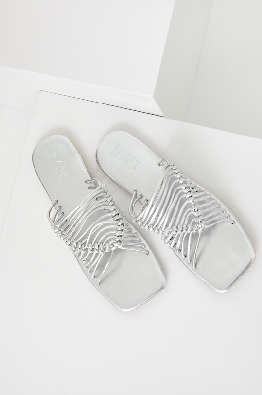 Kožené pantofle Answear.LAB 2022.321.AT stříbrná WS23