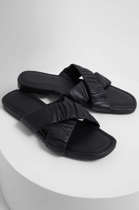 Шкіряні шльопанці Answear Lab віденський чорний FLAT.03.DB