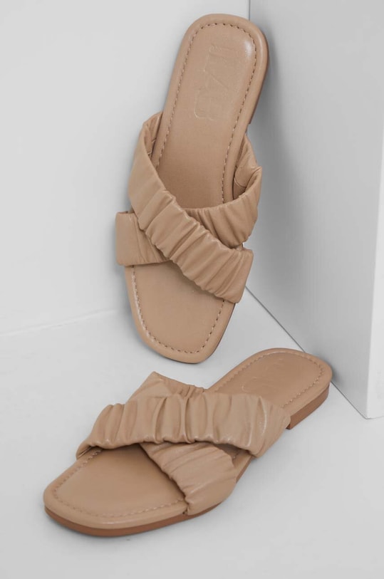 Answear Lab slapi de piele piele bej FLAT03.2