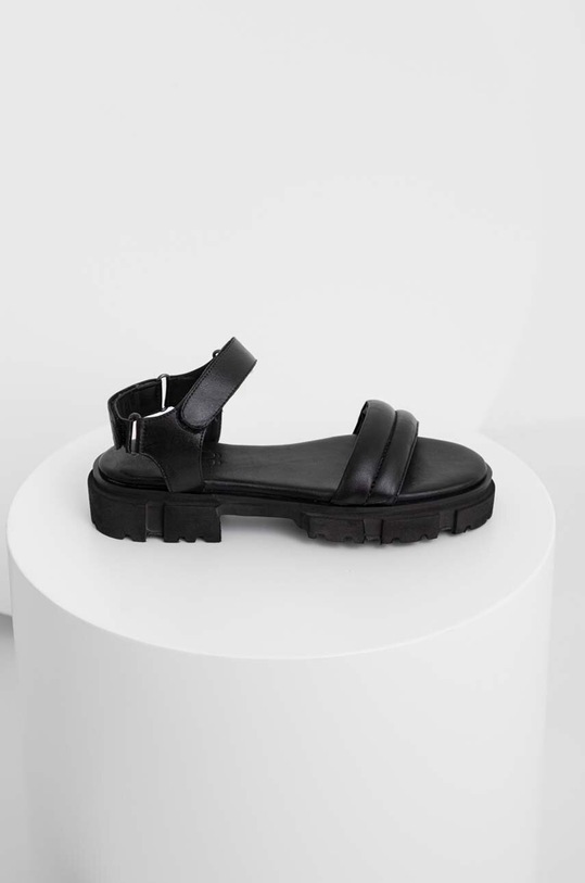 Answear Lab sandale de piele plat negru 494.DB