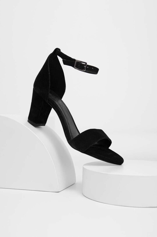 Answear Lab sandale din piele intoarsa gros negru 527.DB