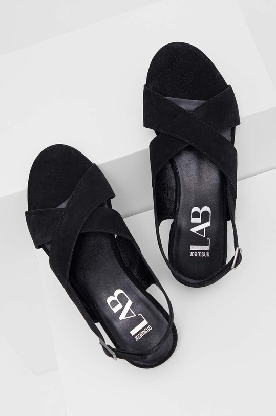 Încălțăminte Answear Lab sandale din piele intoarsa 28998.1.DB negru