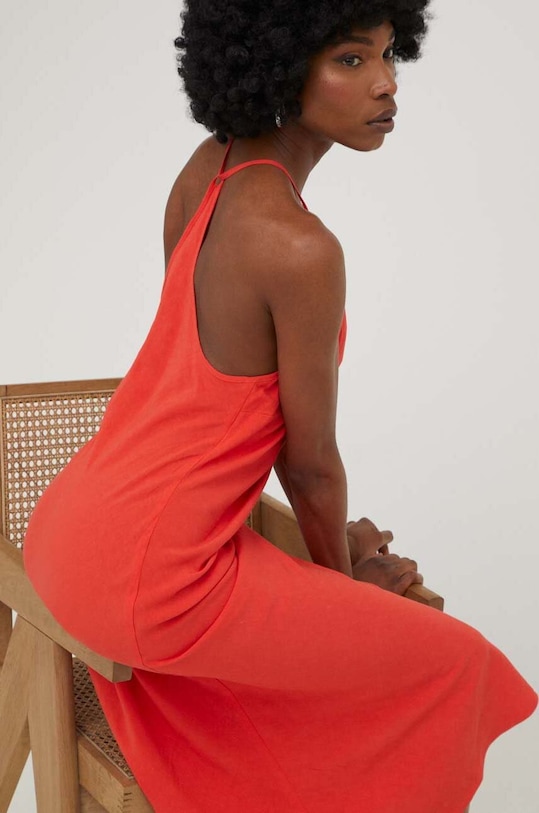 Answear Lab sukienka z domieszką lnu WS23.SSD500 czerwony WS23