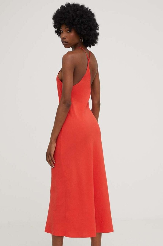 Answear Lab sukienka z domieszką lnu czerwony WS23.SSD500