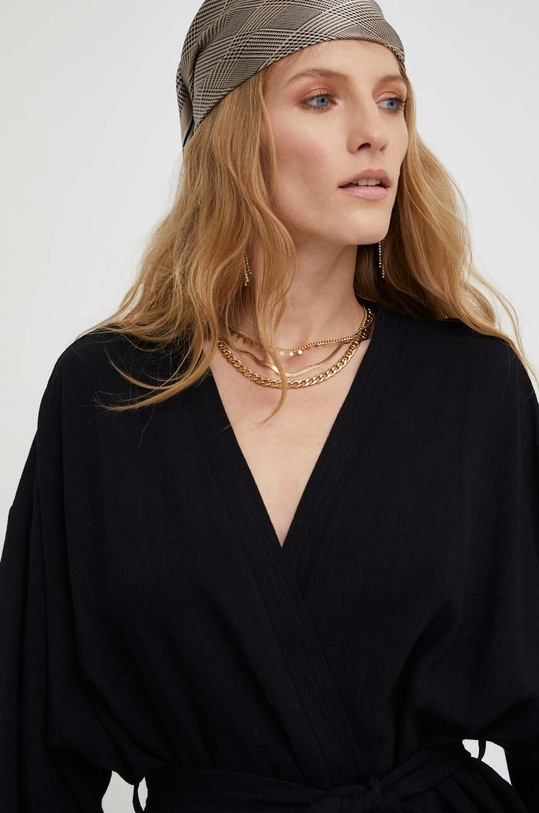 Answear Lab sukienka z lnem X kolekcja limitowana BE SHERO WS23.SUD702 czarny