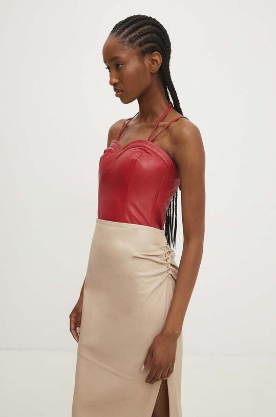 Шкіряний топ Answear.LAB червоний WS24.BDD001
