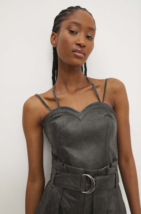 Answear.LAB top skórzany casual szary WS24.BDD001