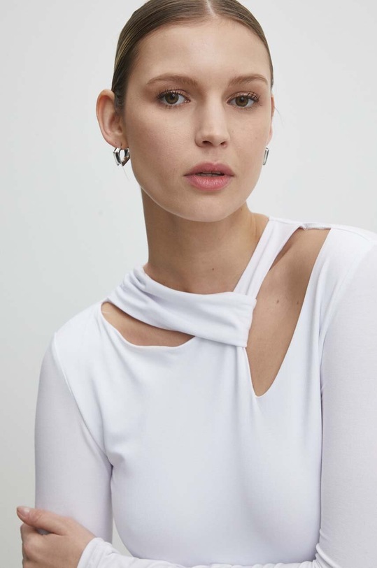 Answear.LAB body z elastanem biały WS24.BDD009