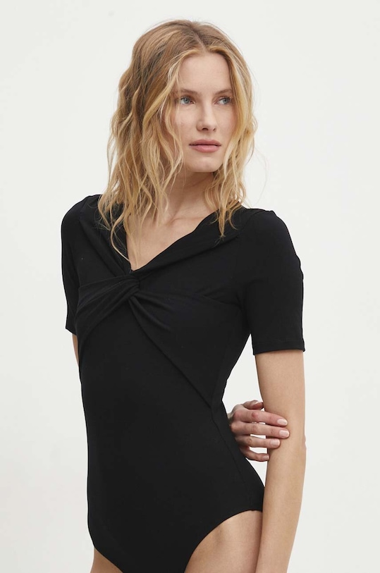 Answear.LAB body z elastanem czarny WS24.BDD011