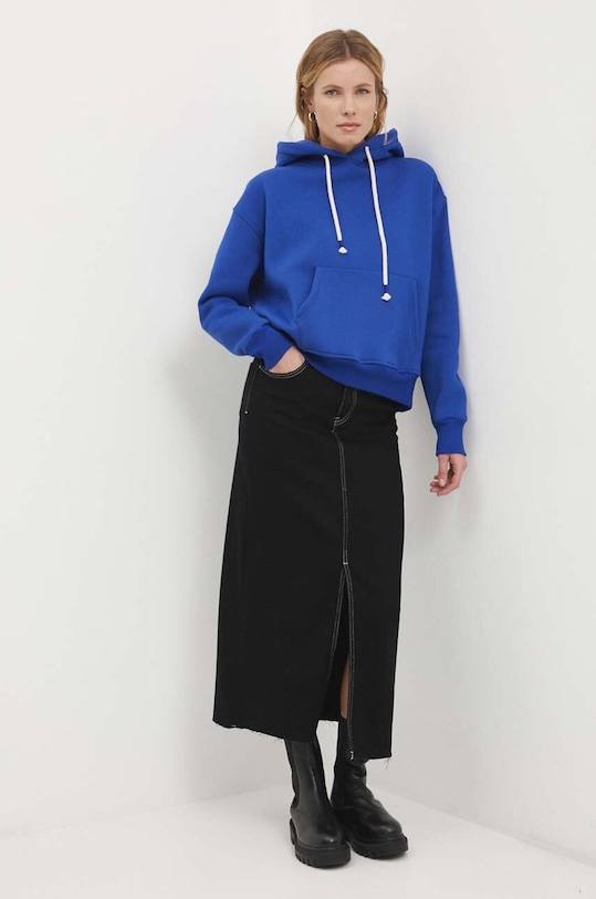 Answear Lab bluza z kapturem niebieski MOHELI.pdb