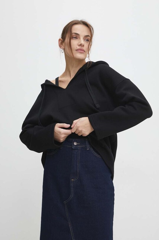 Answear.LAB bluza z kapturem czarny WS24.BLD912