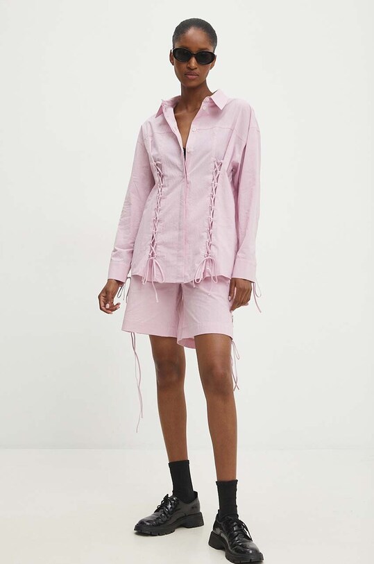 Хлопковая рубашка Answear.LAB casual розовый WS24.KDD121