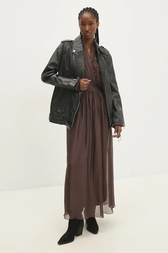 Answear.LAB kurtka skórzana WS24.KUD001 szary WS24