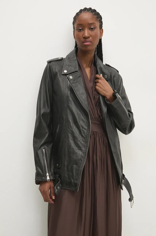 Answear.LAB kurtka skórzana szary WS24.KUD001