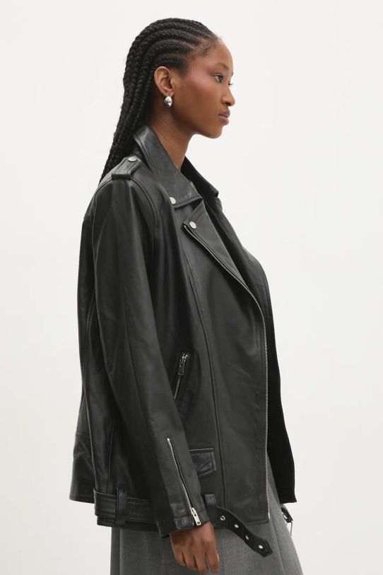 Kožená bunda Answear.LAB nezateplené černá WS24.KUD001