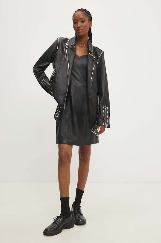 Answear Lab ramoneska skórzana WS24.KUD003 czarny WS24