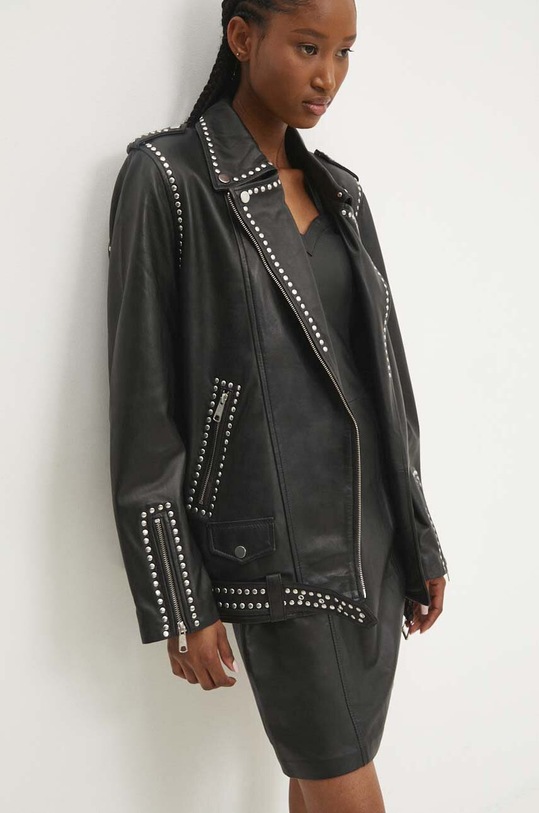 Answear Lab ramoneska skórzana czarny WS24.KUD003