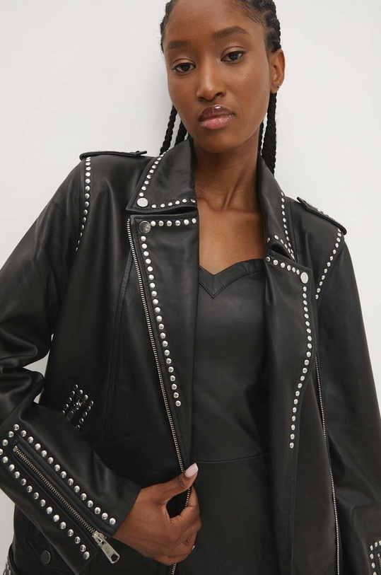 Answear Lab ramoneska skórzana WS24.KUD003 czarny