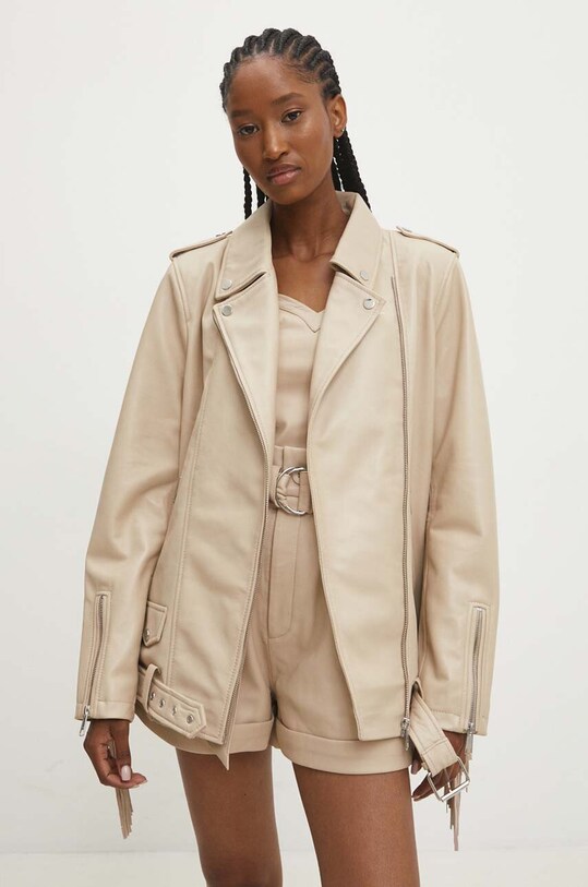 Answear Lab giacca in pelle beige WS24.KUD004