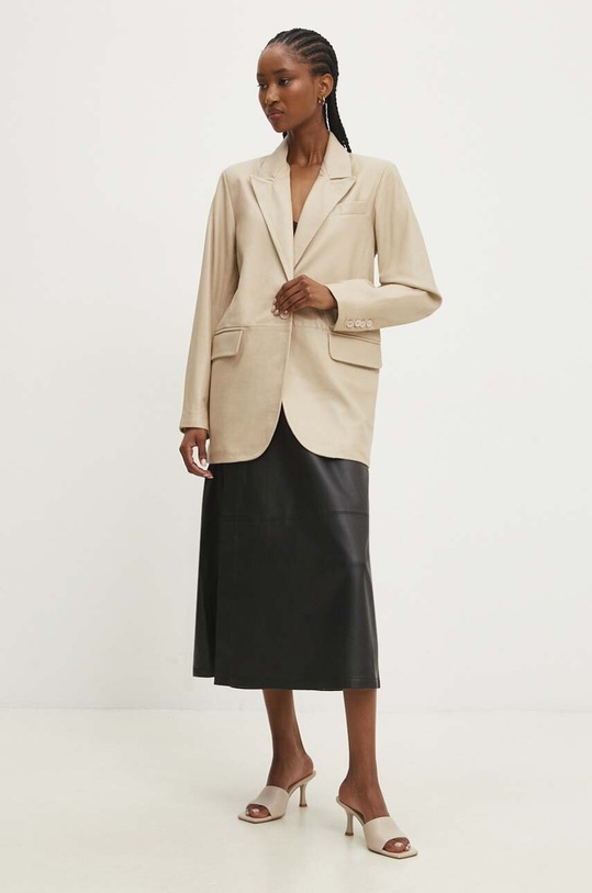 Answear.LAB marynarka skórzana WS24.KZD001 beżowy WS24