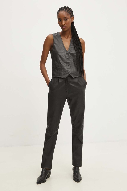 Answear Lab vestă de piele WS24.KZD002 gri WS24