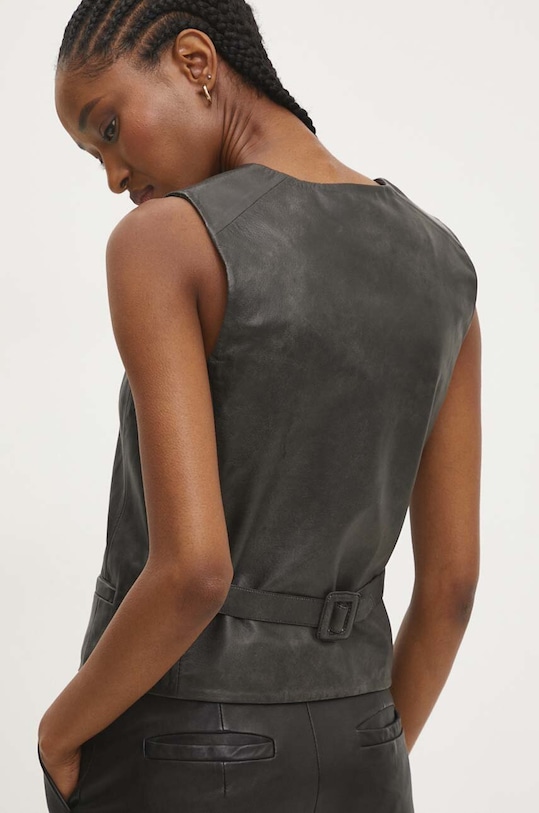 Odzież Answear Lab kamizelka skórzana WS24.KZD002 szary