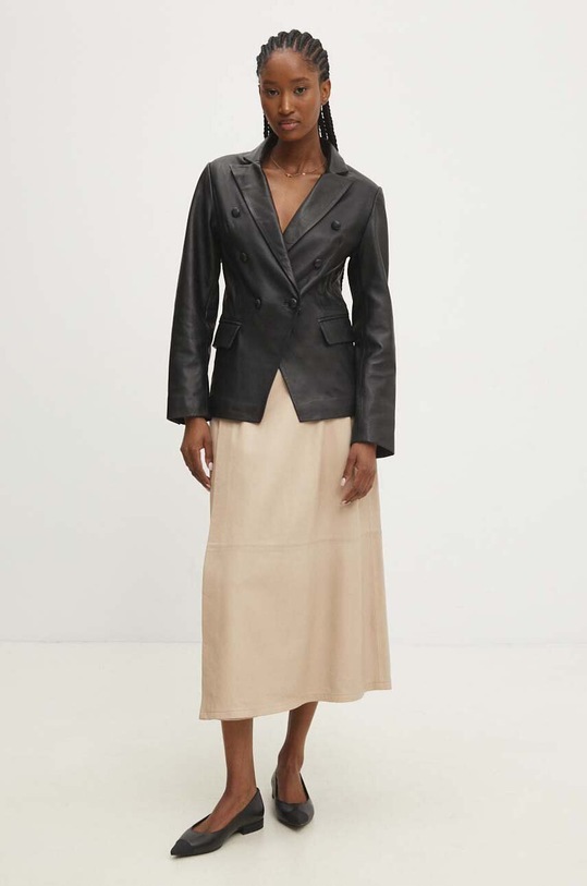 Kožené sako Answear.LAB WS24.KZD004 černá WS24