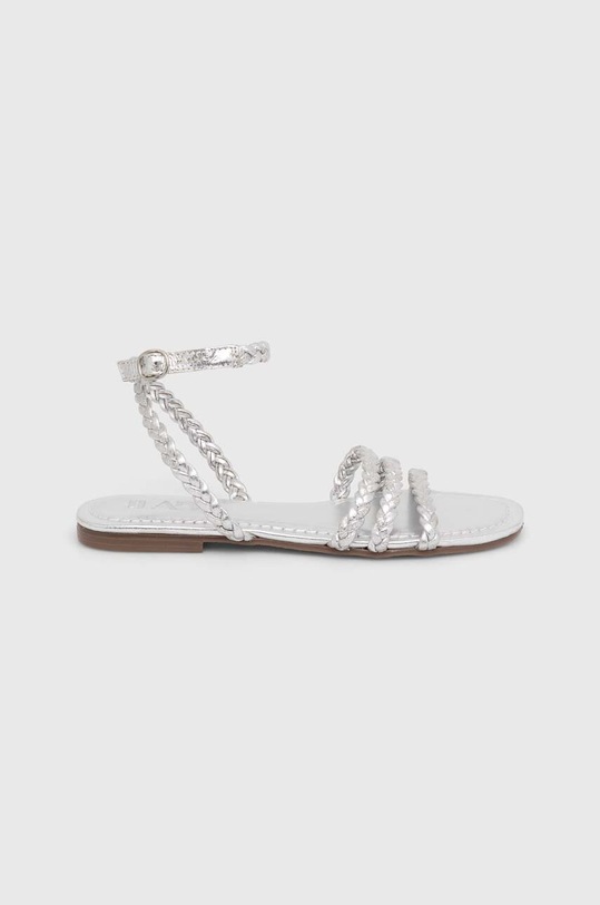 Answear Lab sandały skórzane płaski srebrny 2023.641.1.indb