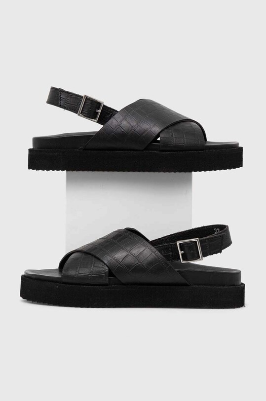 Answear Lab sandale de piele platformă negru 29642.indb