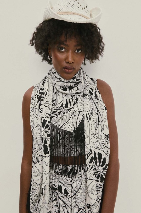 Answear.LAB chusta z lnem tkanina biały WS24.SAD002