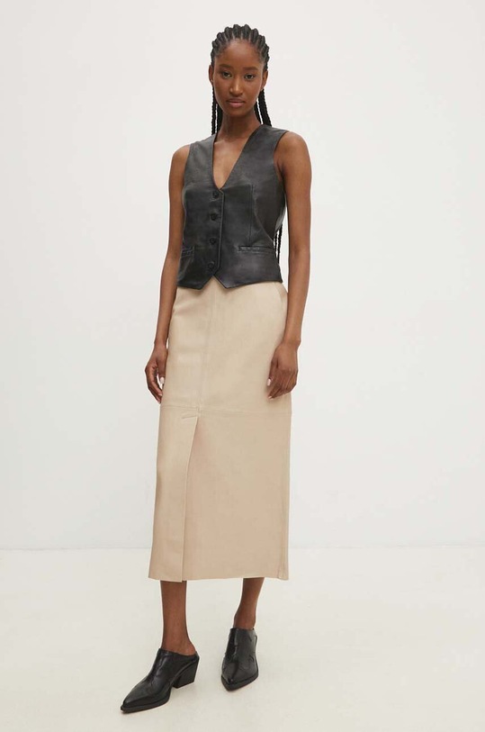 Kožená sukně Answear.LAB WS24..SDD003 béžová WS24