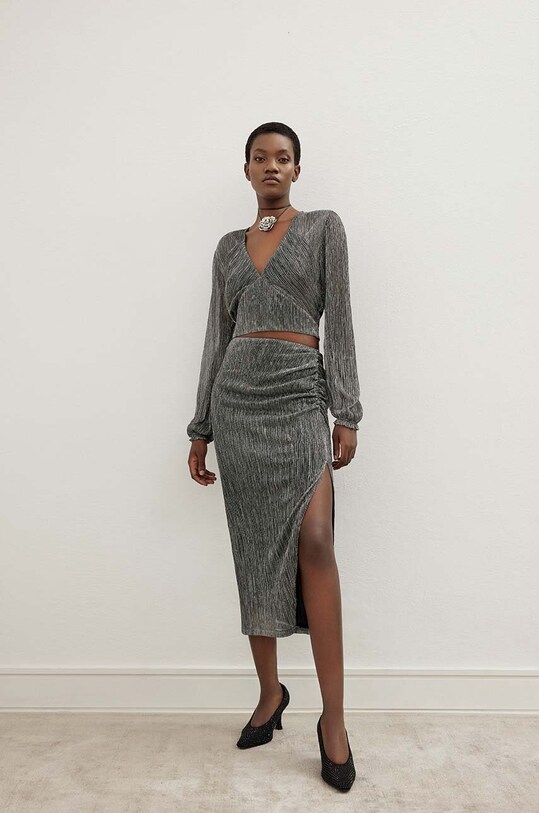 Answear Lab fustă cu modele negru WS24.SDD004