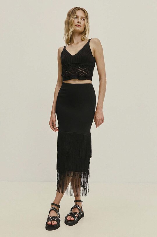 Sukňa Answear.LAB s elastanom čierna WS24.SDD009