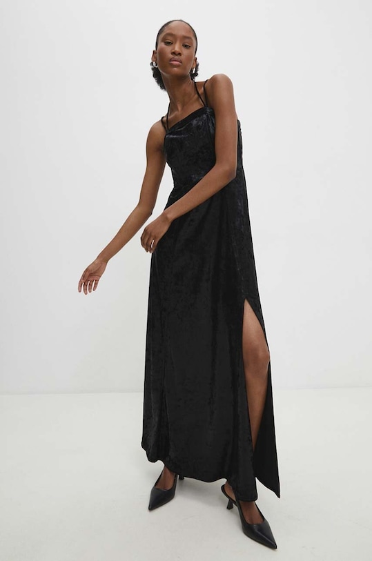 Answear Lab sukienka welurowa WS24.SSD006 czarny WS24