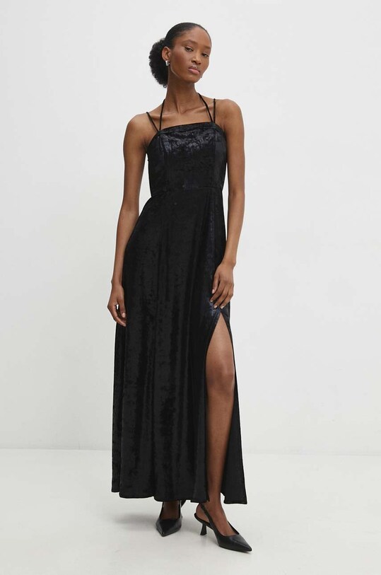 Answear Lab rochie de catifea maxi negru WS24.SSD006