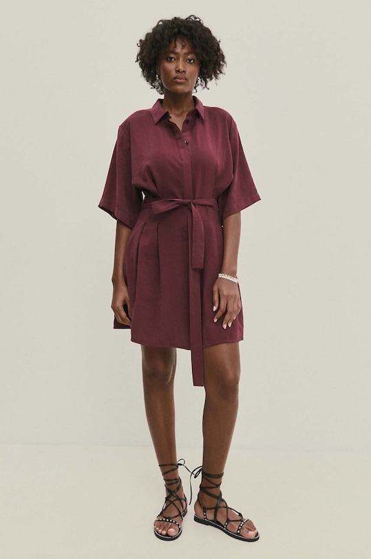 Šaty Answear.LAB mini burgundské WS24.SSD010