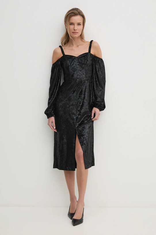 Платье из велюра Answear.LAB WS24.SUD003 чёрный WS24