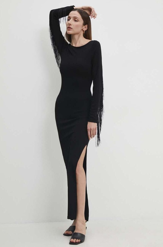 Answear Lab sukienka z elastanem czarny WS24.SUD016