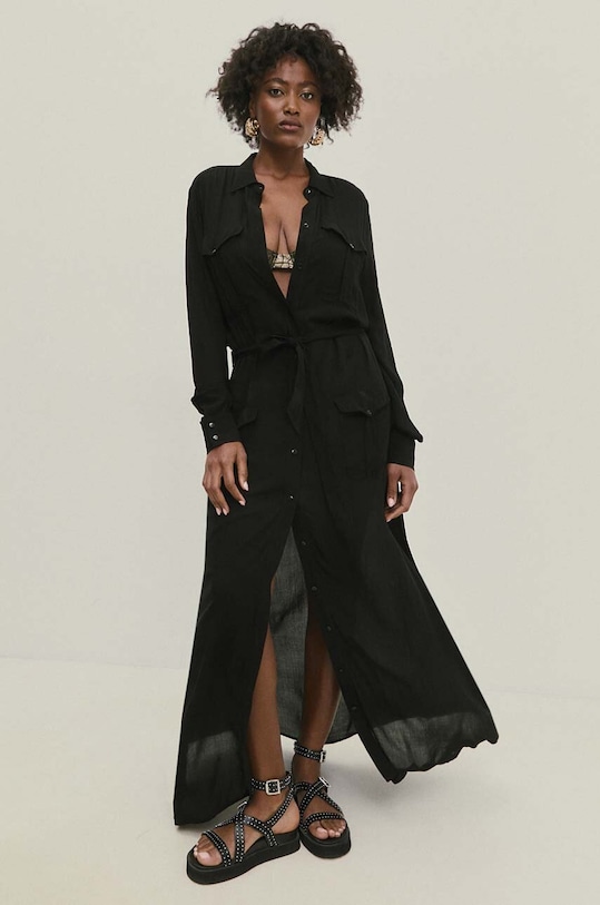 Answear Lab rochie maxi negru WS24.SUD024