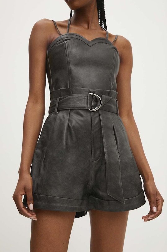 Answear Lab szorty skórzane pozostałe szary WS24.SZD001