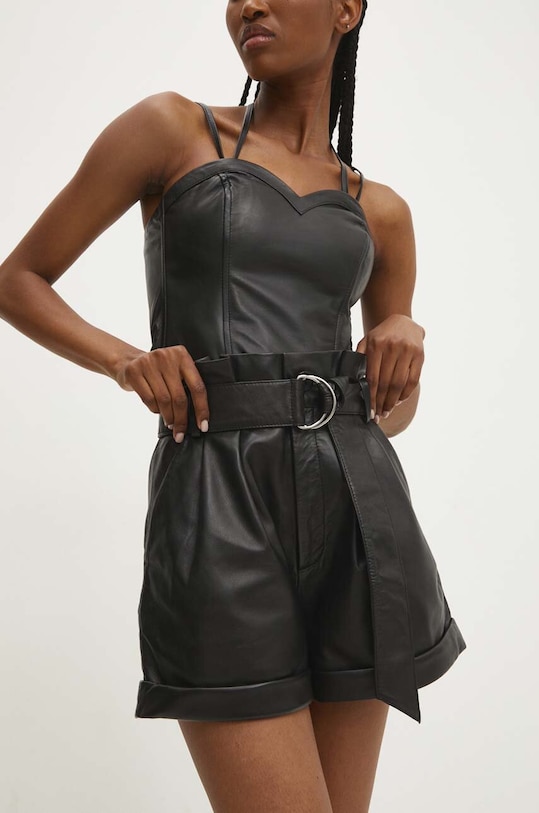 Kožené šortky Answear.LAB černá WS24.SZD001