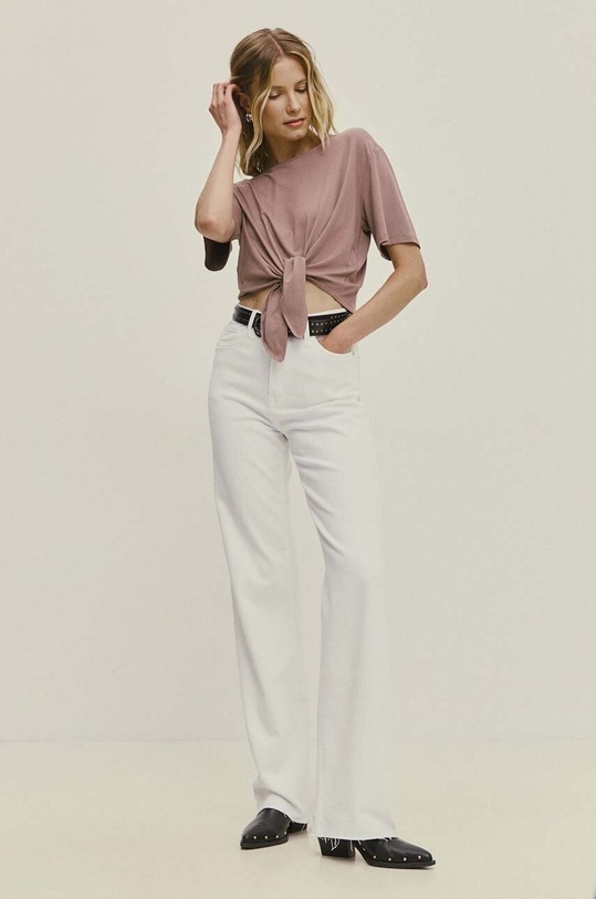 Answear Lab t-shirt WS24.TSD007 brązowy WS24