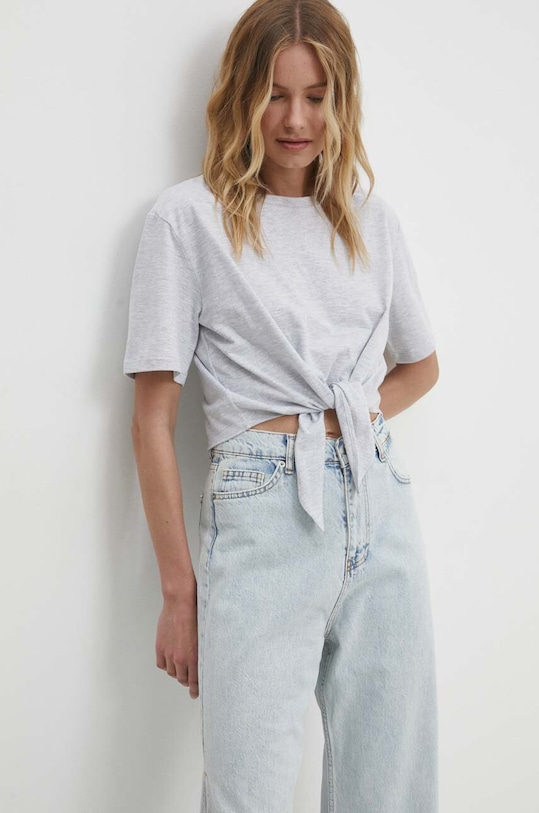 Bavlněné tričko Answear.LAB směs šedá WS24.TSD008