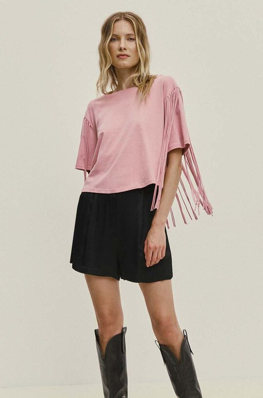 Îmbrăcăminte Answear Lab tricou din bumbac WS24.TSD017 roz
