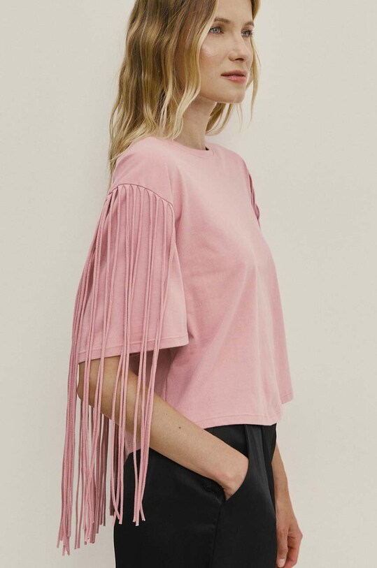 Answear Lab tricou din bumbac roz WS24.TSD017