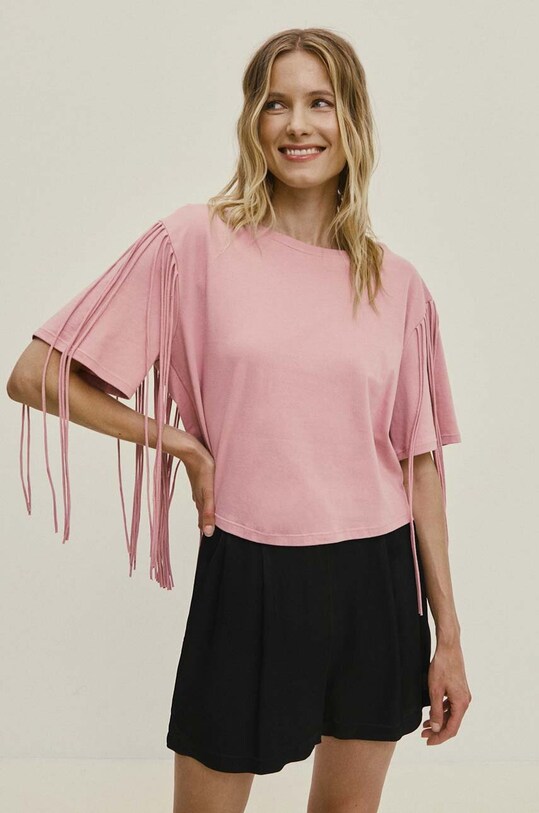 Answear Lab tricou din bumbac WS24.TSD017 roz
