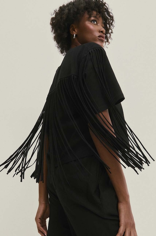 Памучна тениска Answear.LAB свободна черен WS24.TSD017