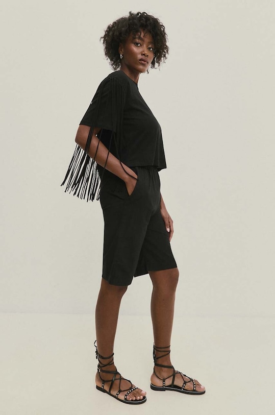 Памучна тениска Answear.LAB WS24.TSD017 черен WA24