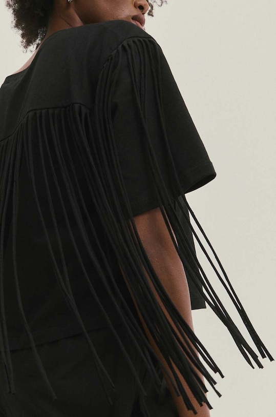 Памучна тениска Answear.LAB черен WS24.TSD017